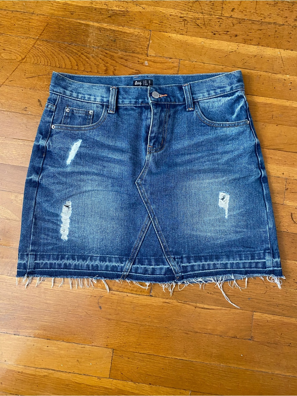 Lilly Pulitzer Blue Distressed Denim Mini Skirt